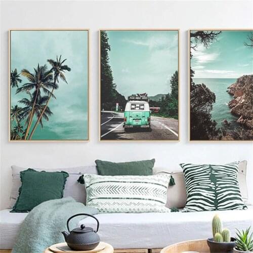 Sea Beach Coconut Tree Starfish swing Wall Art Canvas Painting Nordic Posters And Prints Wall Pictures For Living Room Decor