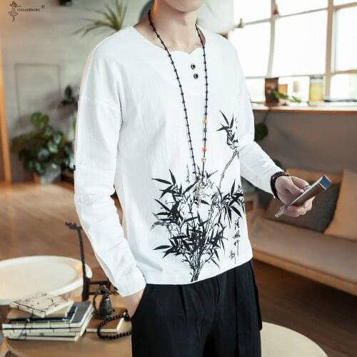 Japanese Style Summer Long SleeveT-shirt Mens Casual Loose Harajuku Clothing Fashion Kimono Top Printed Shirt Mens Kimono Men