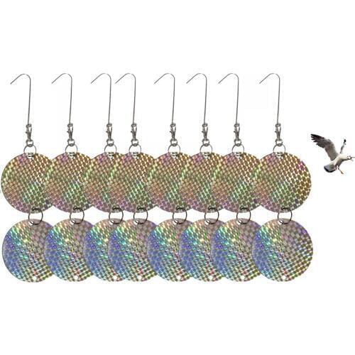 8Set 360 Degree Reflective Discs Bird Scarer Woodpecker Pigeon Crow Hawk Deterrent Bird Repellent Disks
