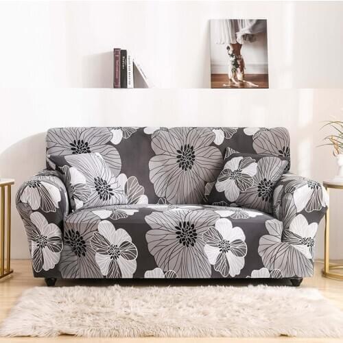 Spandex All-inclusive Floral Print Tight Wrap Sofa Cover Elastic L-shape Sectional Slipcover Armchair Protector for Living Room