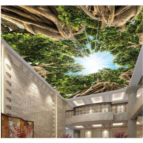 Custom photo 3d wallpaper Primeval forest tree sky tree home improvement ceiling murals 3d wall murals wallpaper for walls 3 d