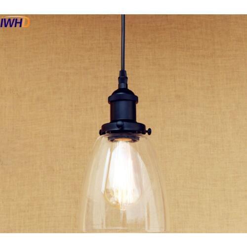 IWHD Loft Style Industrial LED Pendant Lights Fixtures Indoor Home Lighting Vintage Light Hanging Lamp Edison Galss Lampshade
