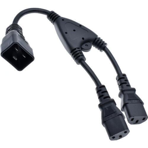 IEC 320 C20 Male to 2 x C13 Female Y Splitter Cable ,C13 C20 Power Cord Server UPS Power Cable,32CM ,1 pcs