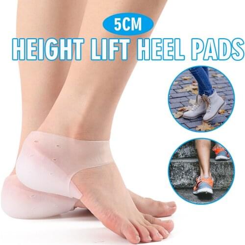 Silicone Sock Liners Insole Pain Reliever Perforated Heel Heightening Pad Invisible Height Lift Heel Pads Cracked Foot Skin Care