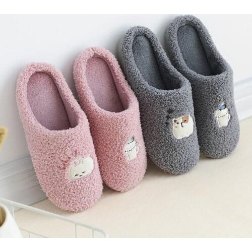 Women Indoor Slippers Soft Plush Lovers Home Slipper Anti-slip Big Size Warm Faux Fur House Floor Shoes Ladies Bedroom Slides