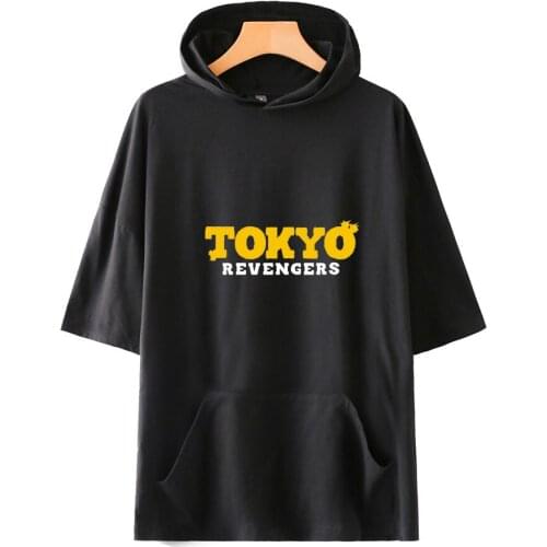 Tokyo Revengers Short Sleeve Hoodie Summer Thin section Cotton Mens Tops Japanese Anime Clothes Oversized Women Tracksuit
