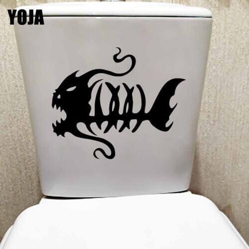 YOJA 23.4X19.4CM Fish Bones Skeleton Toilet Seat Decal Bedroom Home Decor Wall Sticker T5-0420