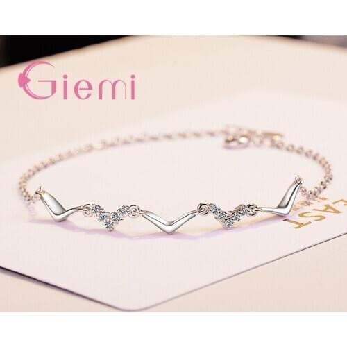 Clear Brand 925 Sterling Silver Bracelet Simple Geometric Link Chain Jewelry for Women Engagement Birthday Gifts
