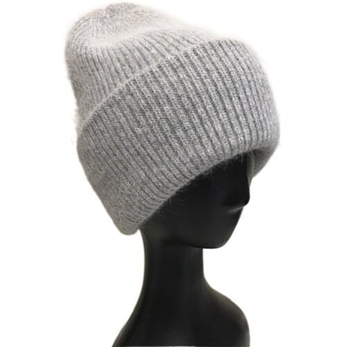 Winter Hats For Women Wool Knitted Angora Hat Beanies Female Warm Rabbit Fur Skullies Beanie For Girl