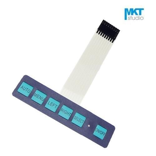 10Pcs Squared 1*6 Menu Membrane PVC Matrix Keypad Panel Switch For MCU Interface With LED Indicator|Blue, Purple