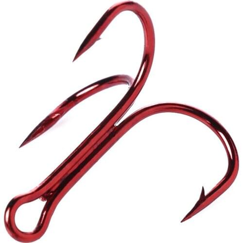 10Pcs 2 4 6 8 10 Fishing Hook High Carbon Steel Fishing Tackle Treble White Black Red Barbed Hook