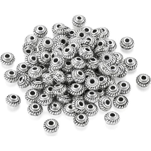 1000pcs Tibetan Silver Antique Silver Color Bicone Alloy Bead Spacers Beads Lead&Cadmium Free & Nickel Free 5x3mm Hole: 1.5mm