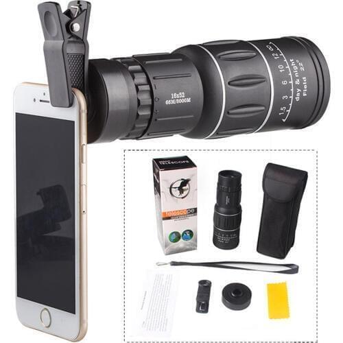16X HD 2018 Wolrd Cup Universal Outdoor Hiking Concert Optical Monocular Telescope Zoom Lens Armoring Phone Camera Photo Lens
