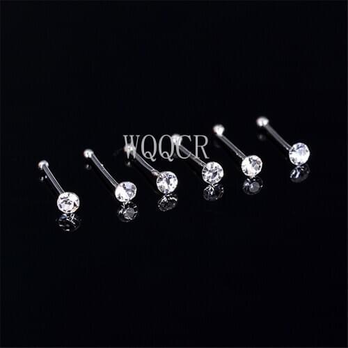 20Pcs/Box Straight Pin Nose Stud Nose Box 1/2/3mm with End Ball Crystal Nose Piercing Body Jewelry Nose Piercing Pin