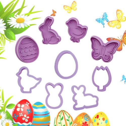 4Pcs/Set Food Grade Plastic Rabbit Buttterfly Easter Cookie Mold Biscuit Cutter Baking Tools Easter Egg Die Fondant Cake Tools