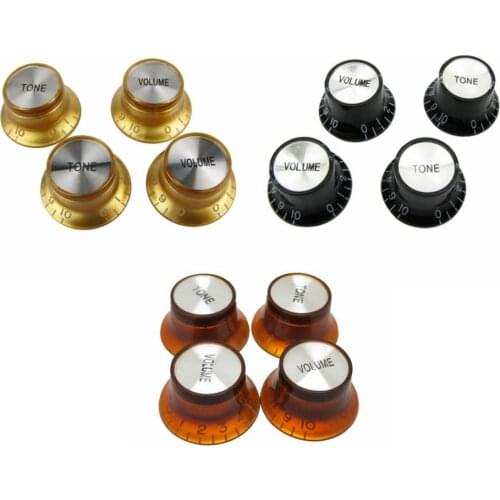 4Pcs Metric Size Plastic Top Hat style 2 Volume and 2 Tone Speed Control Knobs Set for LP ST TL Electric Guitar Replacement