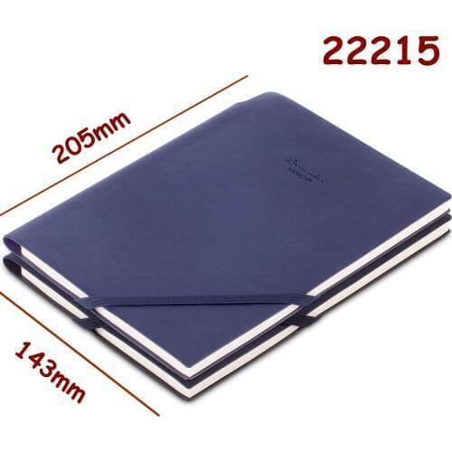 50PCS/LOT Deli 22215 PU face notebook Customize LOGO Freely A5 205x143mm 96 sheets Notebook Pen clip design Blue Black