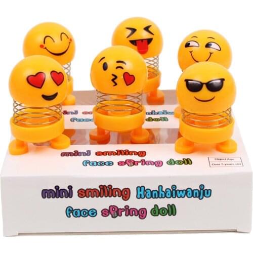 6Pcs/Set Shaking Head Dolls Car Ornament Toys Dashboard Decorations Funny Car Interior Accessories for Girls Car Decor Kids Toys