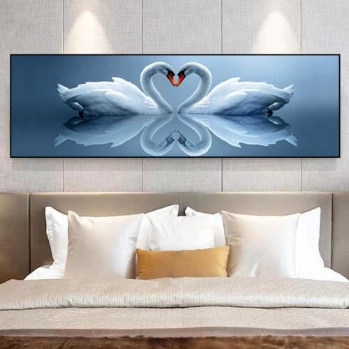 Home Decoration Accessories Swan Mural Self-adhesive Painting Bedroom Bedside Decoration Modern Minimalist Living Room Room
