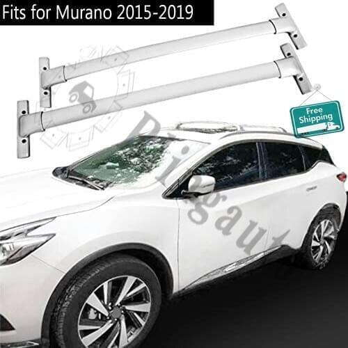 Aluminium front rear Aluminium crossbar baggage rack rail bar fits for T.oyota Murano 2015-2019 2pcs silver