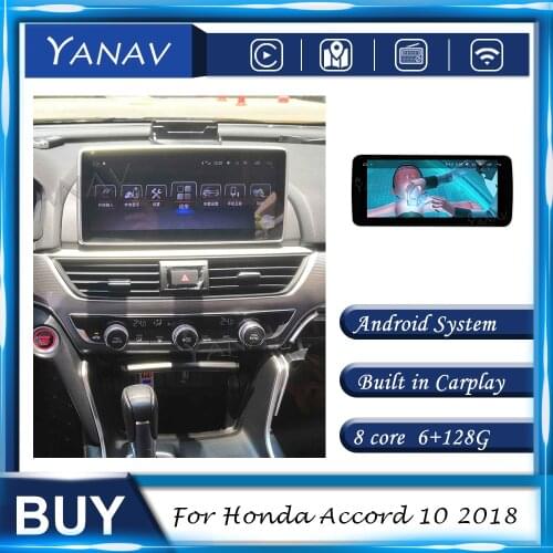 Android 2 Din Stereo Receiver Car Radio For Honda Accord 10 2018 GPS Navigation Multimedia MP3 Player Built in Carplay Head Unit