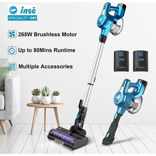 Cordless Vacuum Cleaner 250W Brushless Motor Stick Cordless Vacume 40 Mins Runtime Household Vacuum Cleaner with 2 Batteries