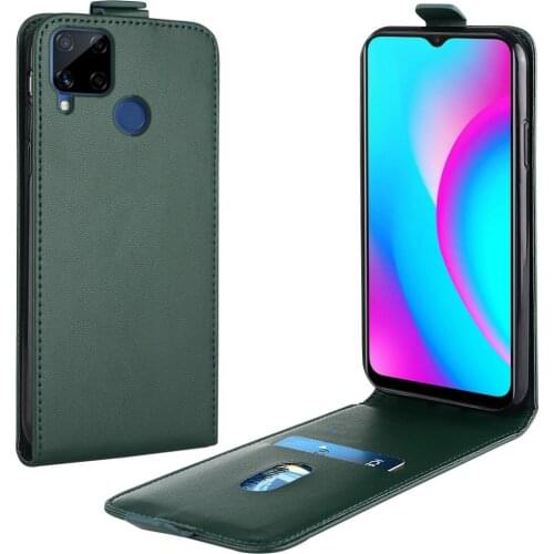 Flip Up and Down Leather Case for Realme C15 Case RMX2180 RMX2020 RMX2021 Vertical Cover for Realme C15 c15 Case Phone Bag