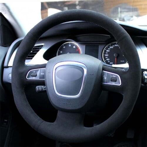 APPDEE Black Artificial Leather Steering Wheel Cover for Audi A3 (8P) 2008-2013 A4 (B8) 2008-2010 A5 2008-2010 A6 (C6) 2007-2011