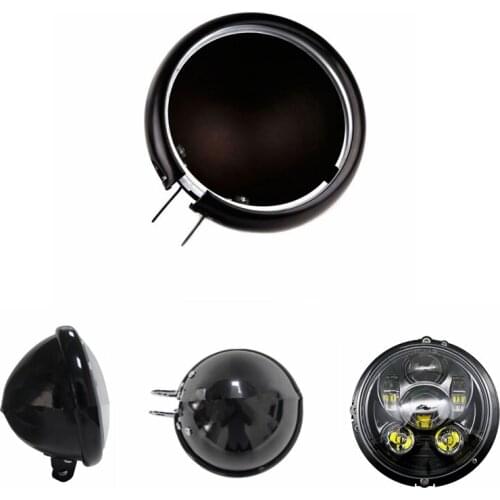 5 3/4" Black Round Motorcycle 5.75 Inch LED Headlight Mounting Housing Bucket for FXWG Chopper Headlight Housing