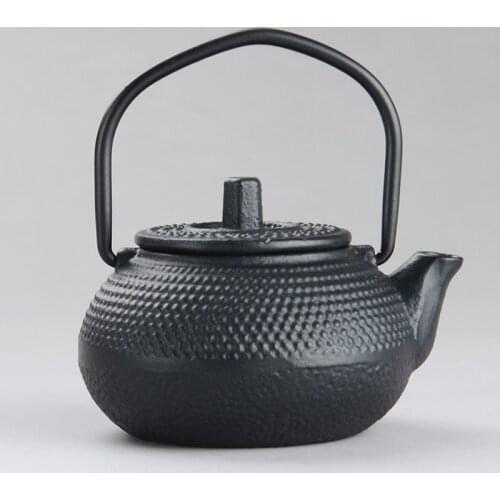 Japanese Style Cast Iron Teapot Tea Kettle Pot with Stainless Steel Infuser for Stovetop Safe, 50ml, Yellow, Black