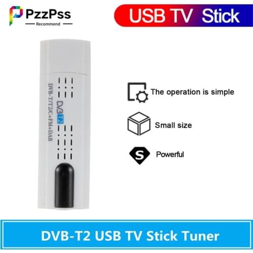 PzzPss Digital satellite DVB T2 USB TV Stick Tuner With Antenna Remote HD USB TV Receiver DVB-T2/DVB-T/DVB-C/FM/DAB USB TV Stick