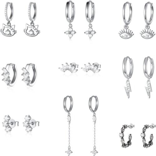 Zircon Lightning Earrings Silver Gold for Women S925 Sterling Silver Piercing Earrings Hoops Pendientes Jewelry 2021 Wholesales