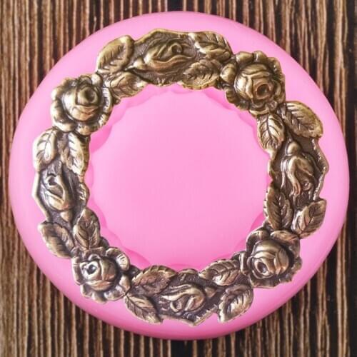 Rose Flower Garland Silicone Molds DIY Cupcake Topper Fondant Cake Decorating Tools Mold Candy Clay Chocolate Gumpaste Moulds