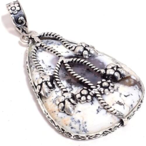 Dendrite Opal Pendant Silver Overlay over Copper , 60 mm, FRP0269