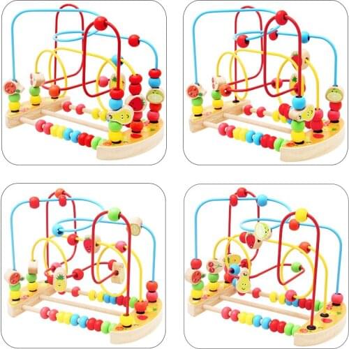 Wooden Kids Math Education Toy Counting Circles Bead Abacus Wire Maze Roller Coaster Montessori Educational for Children