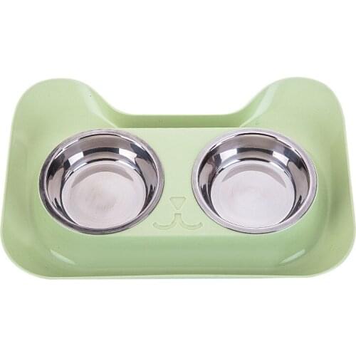 Cat dog bowl Stainless steel double bowl pet bowl Cat and dog food bowl