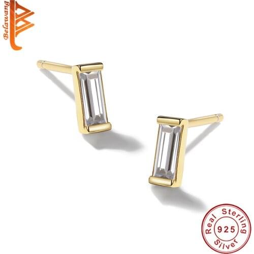 Elegant RectangleStud Earrings for Women Crystal Cubic Zirconia Exquisite Female Accessories Gift Wedding Trendy Jewelry