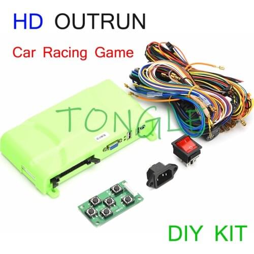 Outrun Speed Car Racing Game Motherboard with Wires Cable and Steering Wheel for Children Arcade Simulation Video Game Machine
