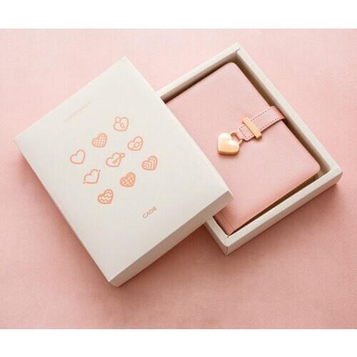 Name Customize Cute B6 Diary with Heart Lock PU Leather Notebook School Supplies Lockable Password Writing Pads Girl Women Gift