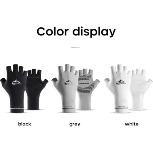 Summer Motorcycle Cycling Gloves Men Ice Silk Non-Slip Fishing Gloves Thin Anti-UV Outdoor Sports Sun Protection Riding Gloves