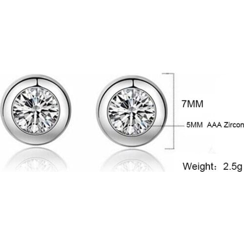 925 Sterling Silver Small Exquisite Round Shaped AAA Zircon Stud Earrings For Women Jewelry Accessories Gift S-E460