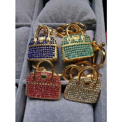 Min.15$ mix order Rhinestone handbag should bag Keychain key ring zinc alloy diy 37mm*38.5mm
