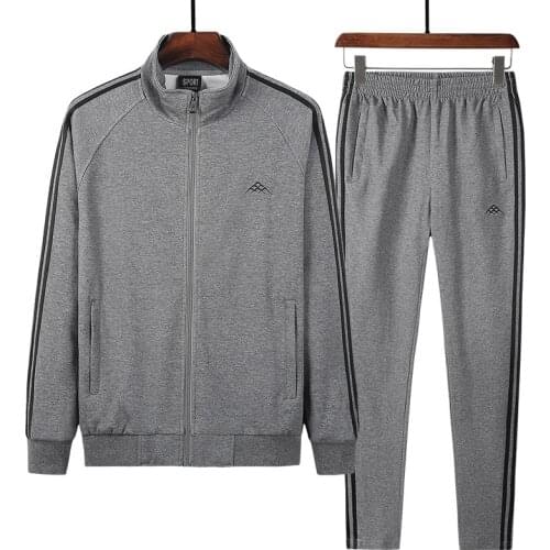 Spring Autumn Men Jackets Pants 2pcs Set Casual Male Tracksuits Jogger Sweatshirt Sweatpants Suits Sportswear Plus Size 8XL