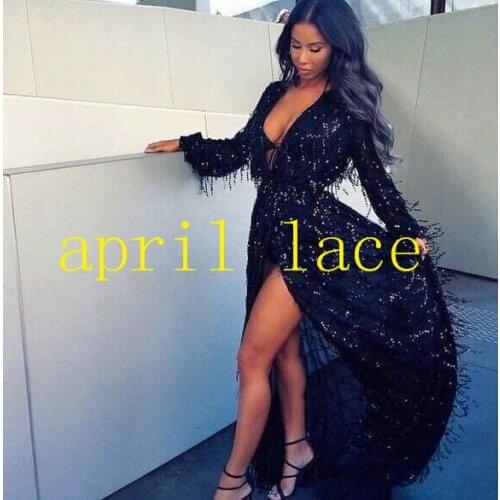 MX137 haute couture black sequin embroidery tulle lace for evening dress/sawing/wedding,fast ship all over world