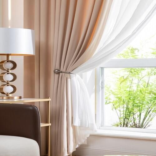 Nordic Curtains for Living Dining Room Bedroom American Flannel Simple Light Luxury Style V-pattern Curtains Tulle Curtains