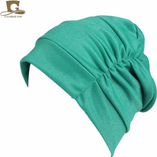 New women Soft slouchy ruffle Chemo beanie Cap Sleep Turban Hat Liner for Cancer Hair Loss caps Bonnet