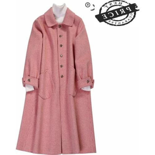 Coat Women Winter Clothes 2021 Korean 100% Wool Coat Pink Woolen Long Jacket Autumn Elegant Ladies Cashmere Jackets 1a0aa