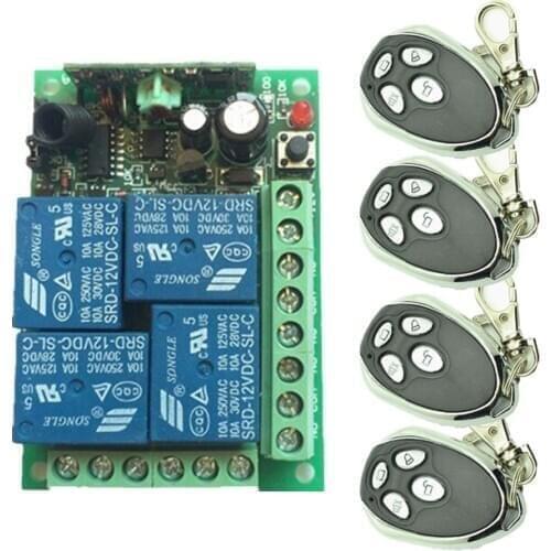 DC12V 10A 4 ch transmitter receiver radio remote control 433mhz for automation home 315mhz 433mhz