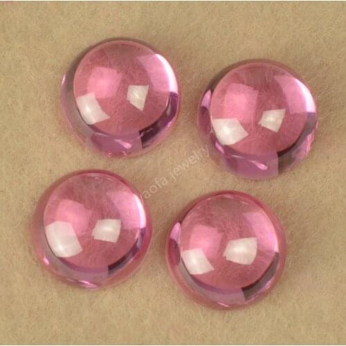Sale 3~14mm 5A Loose CZ Zircon Stone Pink Color Round Cabochon Flat Bottom Synthetic Cubic Zirconia Gems For Jewelry