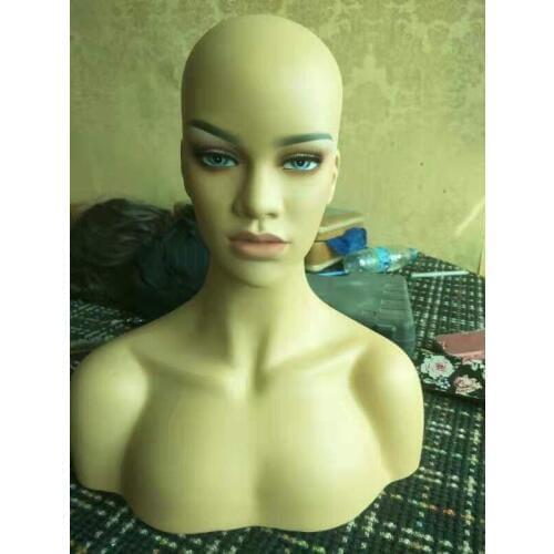 Realistic Fiberglass African American Black Female Mannequin Head Bust For Wigs